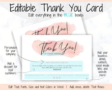 Load image into Gallery viewer, Gift Certificate Template &amp; Thank You For Your Order Business Insert Card BUNDLE. Editable Gift Voucher Template, Thank You Cards, Pink Card | Bundle Style 2
