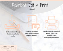 Load image into Gallery viewer, Gift Certificate Template &amp; Thank You For Your Order Business Insert Card BUNDLE. Editable Gift Voucher Template, Thank You Cards, Pink Card | Bundle Style 2
