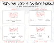 Load image into Gallery viewer, Gift Certificate Template &amp; Thank You For Your Order Business Insert Card BUNDLE. Editable Gift Voucher Template, Thank You Cards, Pink Card | Bundle Style 3
