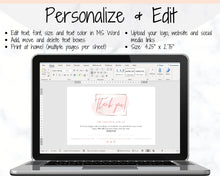 Load image into Gallery viewer, Gift Certificate Template &amp; Thank You For Your Order Business Insert Card BUNDLE. Editable Gift Voucher Template, Thank You Cards, Pink Card | Bundle Style 3

