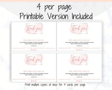 Load image into Gallery viewer, Gift Certificate Template &amp; Thank You For Your Order Business Insert Card BUNDLE. Editable Gift Voucher Template, Thank You Cards, Pink Card | Bundle Style 3
