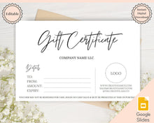 Load image into Gallery viewer, Gift Certificate Template. Editable Gift Voucher, Gift Card template, DIY Shop Voucher Template. DIY Coupons Last minute Gift. Google Slides | Style 18
