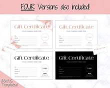 Load image into Gallery viewer, Gift Certificate Template. Editable ROSE GOLD Gift Voucher, Add Logo to Gift Card! DIY Shop Voucher Template. Last minute Coupons, Canva | Style 22
