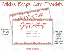 Load image into Gallery viewer, Gift Voucher, CHRISTMAS Gift Certificate Template. Editable Gift Card template, DIY Shop Voucher Coupons. Last minute Gift. Google Slides | Christmas Style 2
