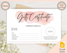 Load image into Gallery viewer, Gift Voucher, Gift Certificate Template. Editable Gift Card template, DIY Shop Voucher Template. DIY Coupons Last minute Gift. Google Slides | Style 2
