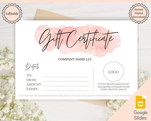 Gift Voucher, Gift Certificate Template. Editable Gift Card template, DIY Shop Voucher Template. DIY Coupons Last minute Gift. Google Slides | Style 2