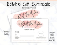 Load image into Gallery viewer, Gift Voucher, Gift Certificate Template. Editable Gift Card template, DIY Shop Voucher Template. DIY Coupons Last minute Gift. Google Slides | Style 3
