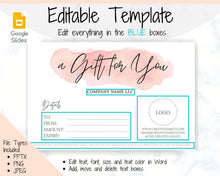Load image into Gallery viewer, Gift Voucher, Gift Certificate Template. Editable Gift Card template, DIY Shop Voucher Template. DIY Coupons Last minute Gift. Google Slides | Style 3
