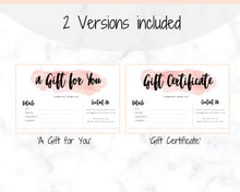 Load image into Gallery viewer, Gift Voucher, Gift Certificate Template. Editable Gift Card template, DIY Shop Voucher Template. DIY Coupons for last minute gift. Editable | Style 10
