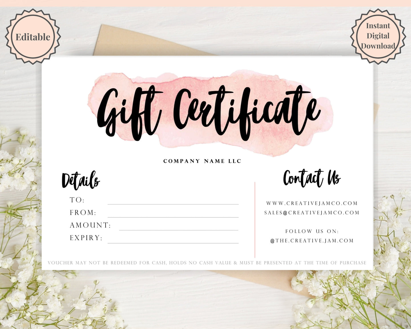 Gift Voucher, Gift Certificate Template. Editable Gift Card template, DIY Shop Voucher Template. DIY Coupons for last minute gift. Editable | Style 10