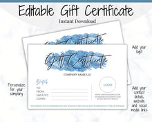 Load image into Gallery viewer, Gift Voucher, Gift Certificate Template. Editable Gift Card template, DIY Shop Voucher Template. DIY Coupons for last minute gift. Editable | Style 11
