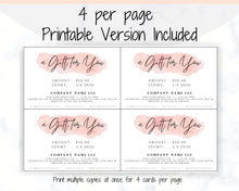 Load image into Gallery viewer, Gift Voucher, Gift Certificate Template. Editable Gift Card template, DIY Shop Voucher Template. DIY Coupons for last minute gift. Editable | Style 12
