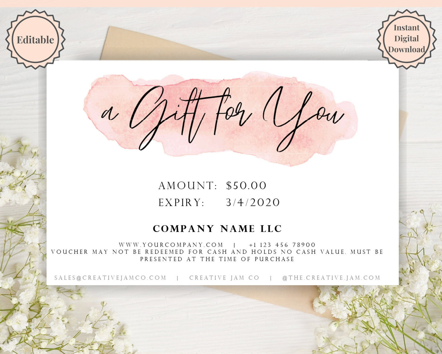 Gift Voucher, Gift Certificate Template. Editable Gift Card template, DIY Shop Voucher Template. DIY Coupons for last minute gift. Editable | Style 12