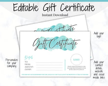 Load image into Gallery viewer, Gift Voucher, Gift Certificate Template. Editable Gift Card template, DIY Shop Voucher Template. DIY Coupons for last minute gift. Editable | Style 13
