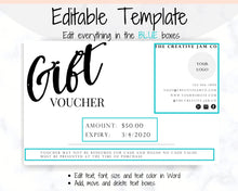 Load image into Gallery viewer, Gift Voucher, Gift Certificate Template. Editable Gift Card template, DIY Shop Voucher Template. DIY Coupons for last minute gift. Editable | Style 14
