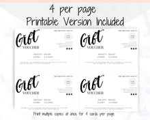 Load image into Gallery viewer, Gift Voucher, Gift Certificate Template. Editable Gift Card template, DIY Shop Voucher Template. DIY Coupons for last minute gift. Editable | Style 14
