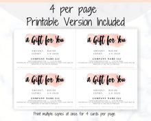 Load image into Gallery viewer, Gift Voucher, Gift Certificate Template. Editable Gift Card template, DIY Shop Voucher Template. DIY Coupons for last minute gift. Editable | Style 15
