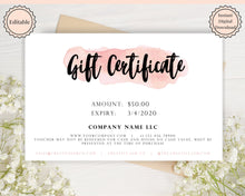 Load image into Gallery viewer, Gift Voucher, Gift Certificate Template. Editable Gift Card template, DIY Shop Voucher Template. DIY Coupons for last minute gift. Editable | Style 15
