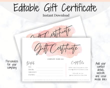 Load image into Gallery viewer, Gift Voucher, Gift Certificate Template. Editable Gift Card template, DIY Shop Voucher Template. DIY Coupons for last minute gift. Editable | Style 16
