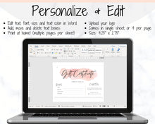 Load image into Gallery viewer, Gift Voucher, Gift Certificate Template. Editable Gift Card template, DIY Shop Voucher Template. DIY Coupons for last minute gift. Editable | Style 16
