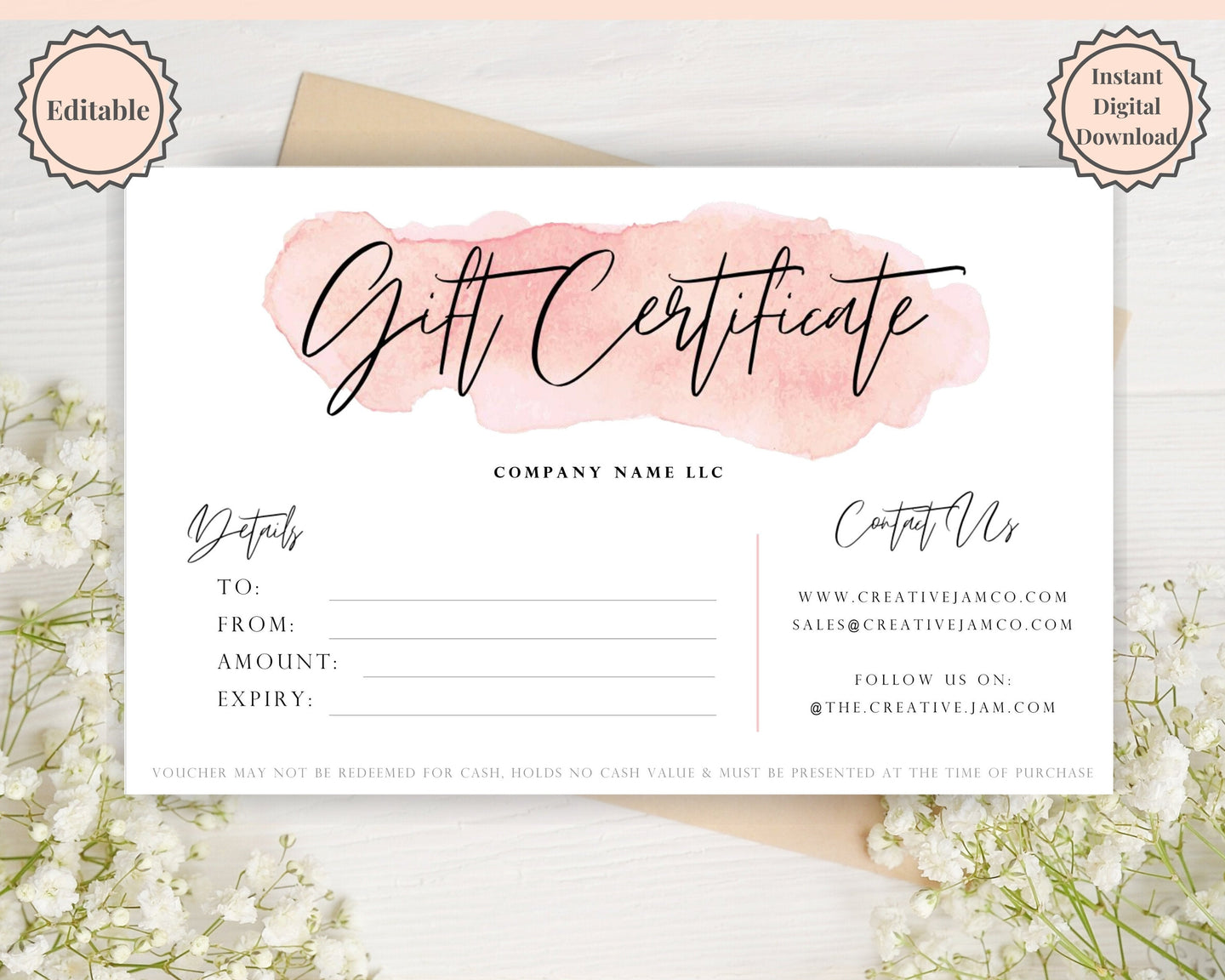 Gift Voucher, Gift Certificate Template. Editable Gift Card template, DIY Shop Voucher Template. DIY Coupons for last minute gift. Editable | Style 16