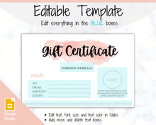 Load image into Gallery viewer, Gift Voucher, Gift Certificate Template. Editable Gift Card template, DIY Shop Voucher Template. DIY Coupons for last minute gift. Editable | Style 4

