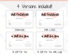 Load image into Gallery viewer, Gift Voucher, Gift Certificate Template. Editable Gift Card template, DIY Shop Voucher Template. DIY Coupons for last minute gift. Editable | Style 4
