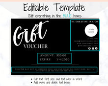 Load image into Gallery viewer, Gift Voucher, Gift Certificate Template. Editable Gift Card template, DIY Shop Voucher Template. DIY Coupons for last minute gift. Editable | Style 7
