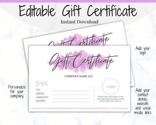 Load image into Gallery viewer, Gift Voucher, Gift Certificate Template. Editable Gift Card template, DIY Shop Voucher Template. DIY Coupons for last minute gift. Editable | Style 8

