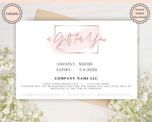 Gift Voucher, Gift Certificate Template. Editable Gift Card template, DIY Shop Voucher Template. DIY Coupons for last minute gift. Editable | Style 9
