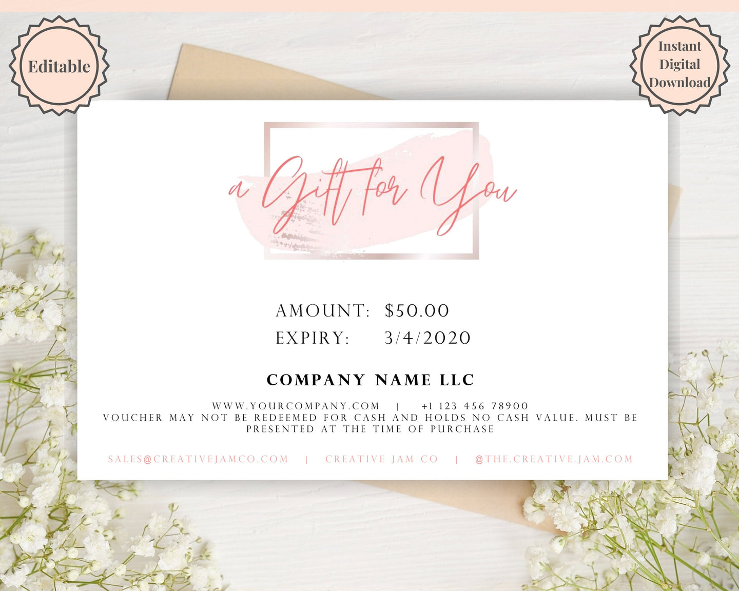 Gift Voucher, Gift Certificate Template. Editable Gift Card template, DIY Shop Voucher Template. DIY Coupons for last minute gift. Editable | Style 9