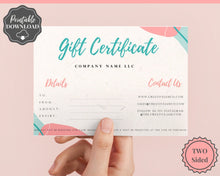 Load image into Gallery viewer, Gift Voucher, Gift Certificate Template. Editable Gift Card template, DIY Shop Voucher Template. Last minute gift Coupons. Organic Line Art | Style 1
