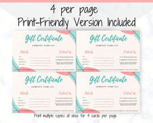 Load image into Gallery viewer, Gift Voucher, Gift Certificate Template. Editable Gift Card template, DIY Shop Voucher Template. Last minute gift Coupons. Organic Line Art | Style 1
