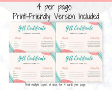 Load image into Gallery viewer, Gift Voucher, Gift Certificate Template. Editable Gift Card template, DIY Shop Voucher Template. Last minute gift Coupons. Organic Line Art | Style 1
