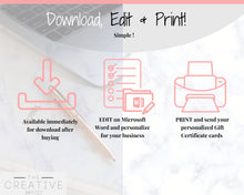 Load image into Gallery viewer, Gift Voucher, Gift Certificate Template. Editable Gift Card template, DIY Shop Voucher Template. Last minute gift Coupons. Organic Line Art | Style 1
