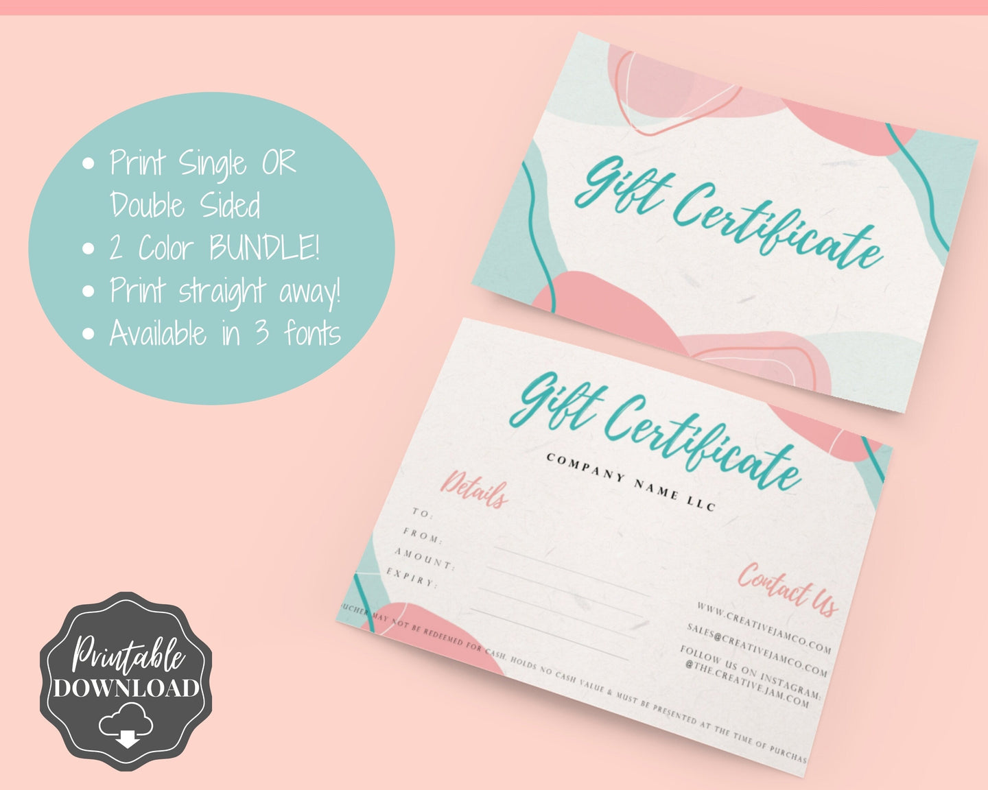 Gift Voucher, Gift Certificate Template. Editable Gift Card template, DIY Shop Voucher Template. Last minute gift Coupons. Organic Line Art | Style 1