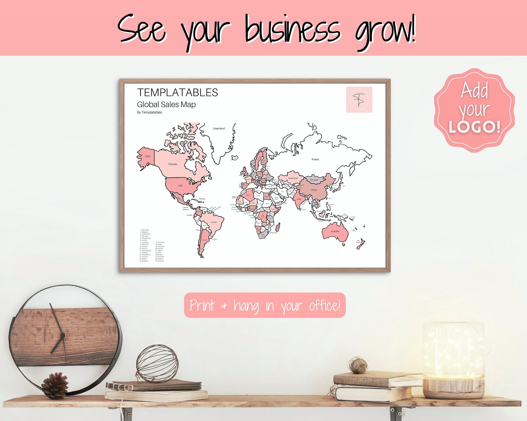 Global Sales Map, EDITABLE European Business Order Tracker, Color In