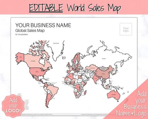Global Sales Map, EDITABLE World Etsy Sales Map, Small Business European Sales Map, Procreate, Postcode, Color In, Printable Order Tracker