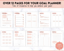 Load image into Gallery viewer, Goal Journal BUNDLE, 2022 Goals Planner, SMART Goal Setting Kit, New Year, Monthly Habits Reflections, Productivity, Vision Board Printables

