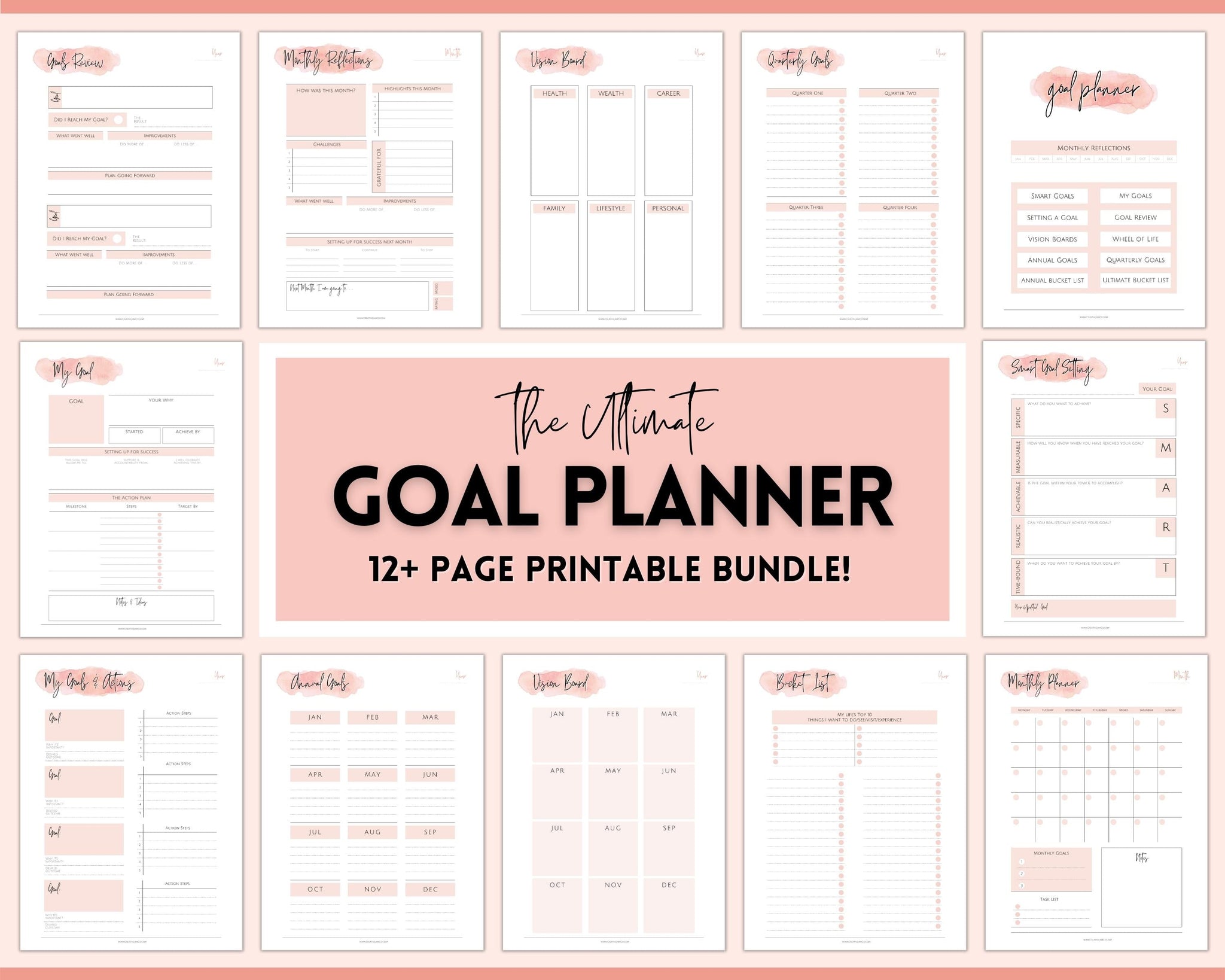 Goal Journal Printable BUNDLE  2023 Goals Planner, SMART Goal Setting