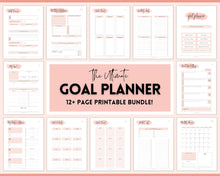 Load image into Gallery viewer, Goal Journal BUNDLE, 2022 Goals Planner, SMART Goal Setting Kit, New Year, Monthly Habits Reflections, Productivity, Vision Board Printables
