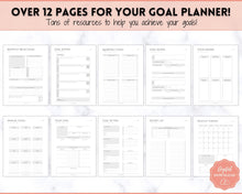 Load image into Gallery viewer, Goal Planner BUNDLE, 2022 Goals Tracker, SMART Goal Setting Kit, New Year, Monthly Habits Reflections, Productivity, Vision Board Printables
