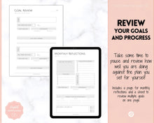Load image into Gallery viewer, Goal Planner BUNDLE, 2022 Goals Tracker, SMART Goal Setting Kit, New Year, Monthly Habits Reflections, Productivity, Vision Board Printables

