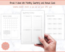 Load image into Gallery viewer, Goal Planner BUNDLE, 2022 Goals Tracker, SMART Goal Setting Kit, New Year, Monthly Habits Reflections, Productivity, Vision Board Printables
