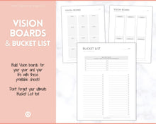 Load image into Gallery viewer, Goal Planner BUNDLE, 2022 Goals Tracker, SMART Goal Setting Kit, New Year, Monthly Habits Reflections, Productivity, Vision Board Printables
