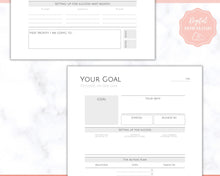 Load image into Gallery viewer, Goal Planner BUNDLE, 2022 Goals Tracker, SMART Goal Setting Kit, New Year, Monthly Habits Reflections, Productivity, Vision Board Printables
