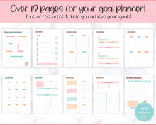 Load image into Gallery viewer, Goal Planner BUNDLE, 2022 Goals Tracker, SMART Goal Setting Kit, New Year, Monthly Habits Reflections, Productivity, Vision Board Printables | Colorful Sky
