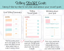 Load image into Gallery viewer, Goal Planner BUNDLE, 2022 Goals Tracker, SMART Goal Setting Kit, New Year, Monthly Habits Reflections, Productivity, Vision Board Printables | Colorful Sky
