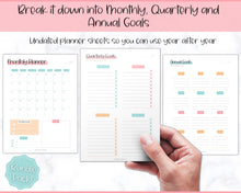 Load image into Gallery viewer, Goal Planner BUNDLE, 2022 Goals Tracker, SMART Goal Setting Kit, New Year, Monthly Habits Reflections, Productivity, Vision Board Printables | Colorful Sky
