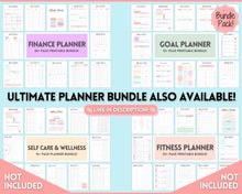 Load image into Gallery viewer, Goal Planner BUNDLE, 2022 Goals Tracker, SMART Goal Setting Kit, New Year, Monthly Habits Reflections, Productivity, Vision Board Printables | Pastel Rainbow
